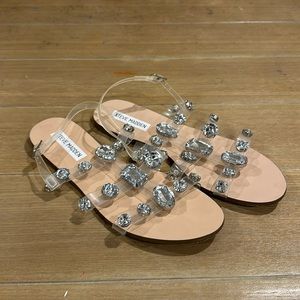 Gem studded clear Steve Madden sandals Sz 8.5
